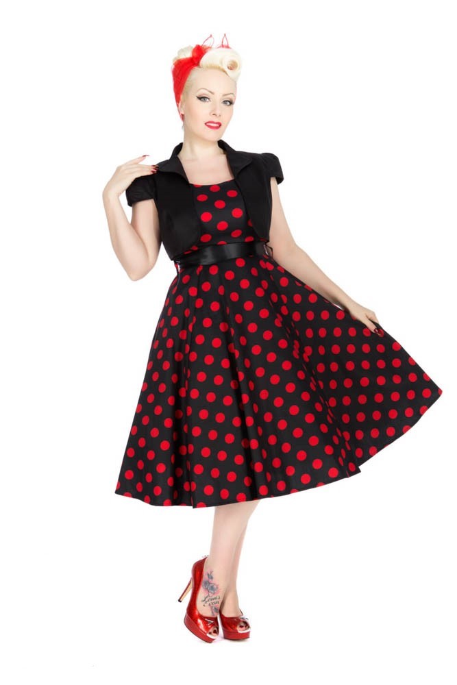 Black & Red Polka Dot Swing Dress