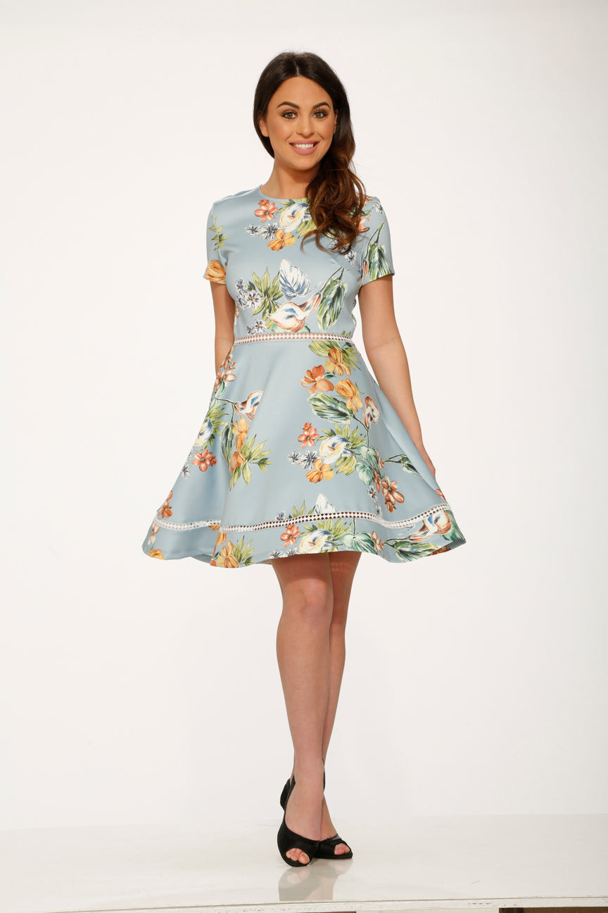 Mint Floral Swing Dress